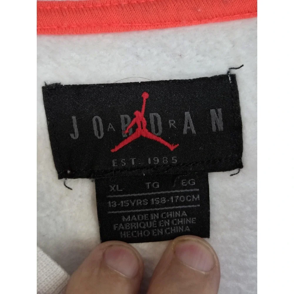 Jordan Sweatshirt Youth XL White Multicolor Jumpman Embroidered‎ Logo Crewneck